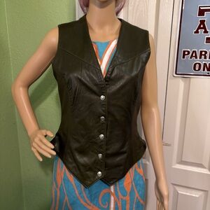 Firenze Women's Olive Leather Vest